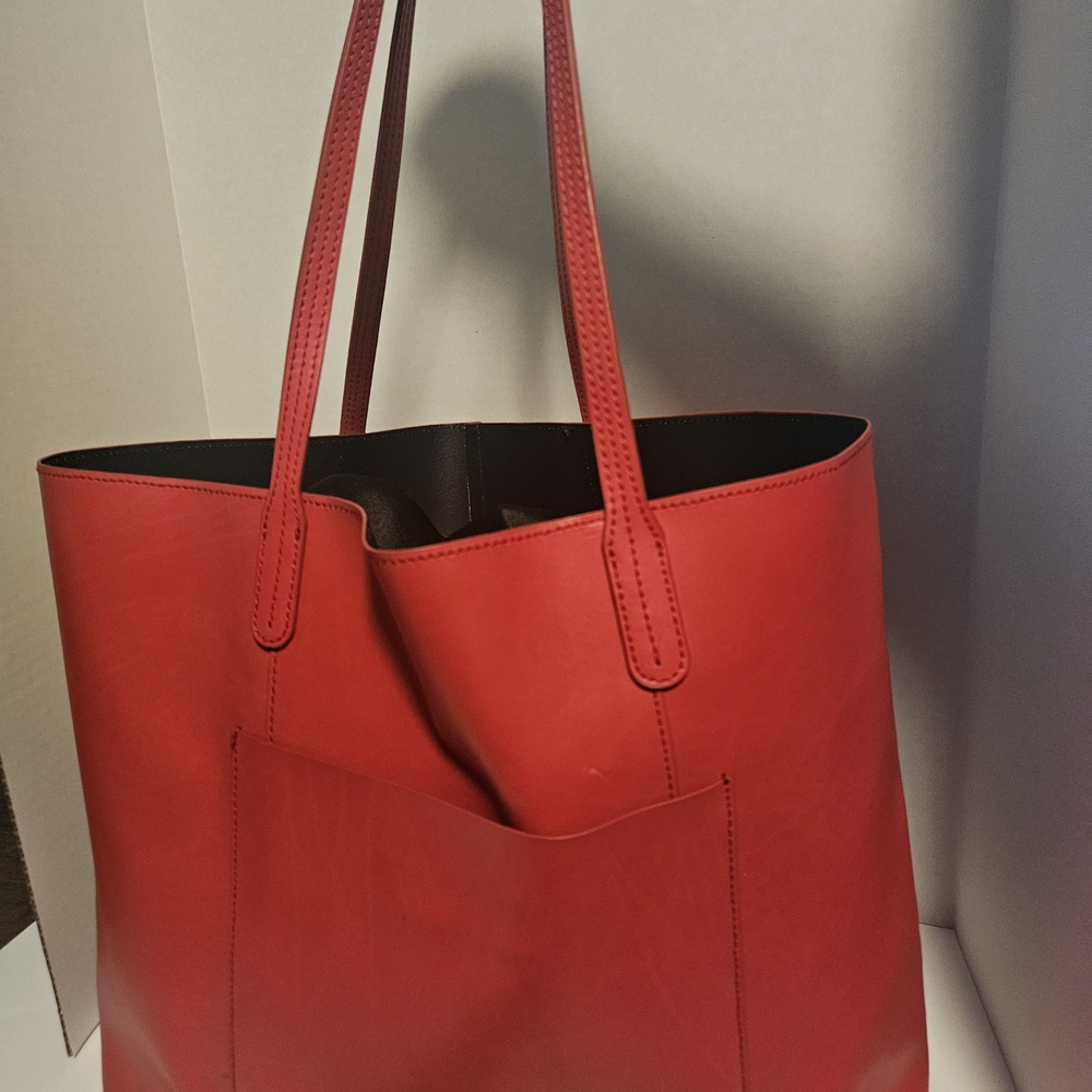 Margot Red Leather Tote Bag